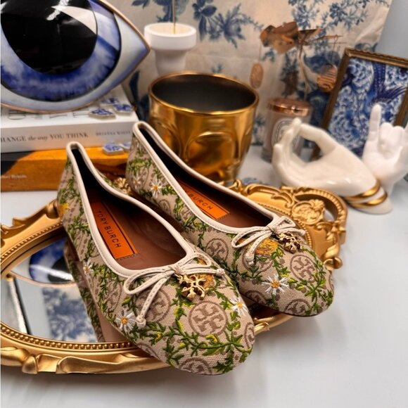🆕 TORY BURCH 🧿 BNWOB T Monogram Tory Charm Ballet Flat - Size 5.5 - Picture 3 of 14